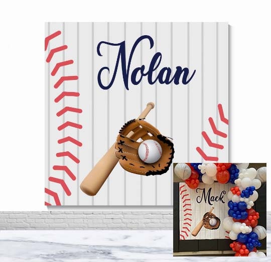 Baseball Party Backdrops Photo Background Vinyl Shower Curtain- Kids Birthday Decoration