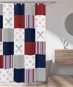 Baseball Patch Full Size Shower Curtain- Unique Msrp $6999