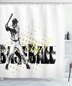 Baseball Player Circles Print Shower Curtain for Sports Lovers 