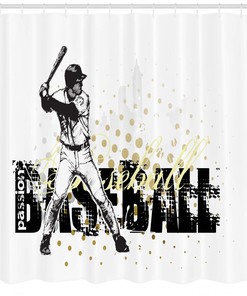 Baseball Player Circles Print Shower Curtain for Sports Lovers