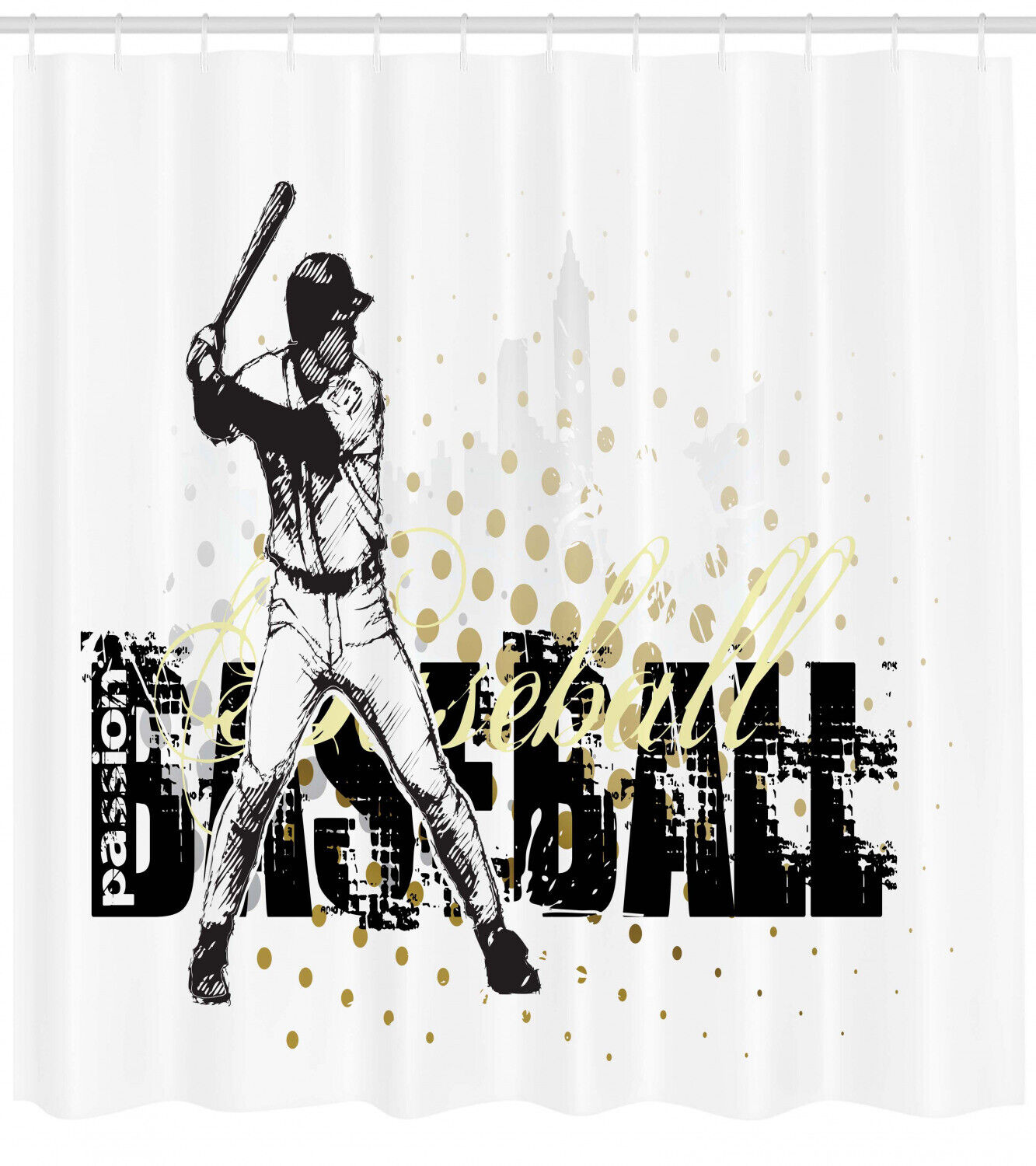 Baseball Player Circles Print Shower Curtain for Sports Lovers