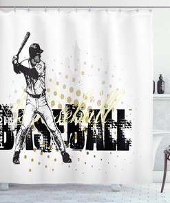 Baseball Player Circles Print Shower Curtain for Sports Lovers