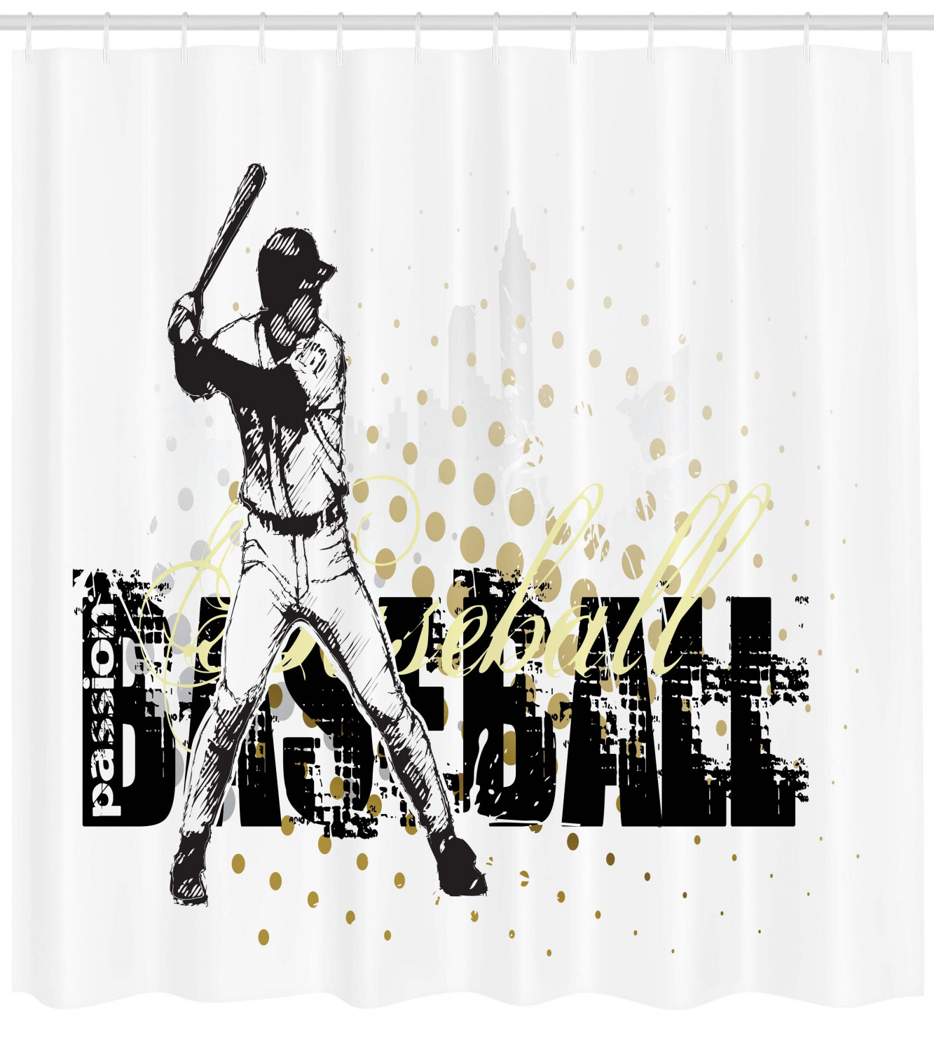 Baseball Player Circles Print Shower Curtain for Sports Lovers