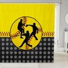 Baseball Player Shower Curtain With Rustproof Hooks For Sports Bathroom Decor