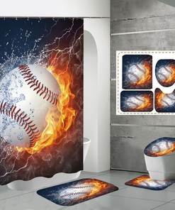Baseball Print Shower Curtain for Sports Fans 