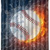 Baseball Print Waterproof Bathroom Shower Curtain for Sports Fan Bathrooms