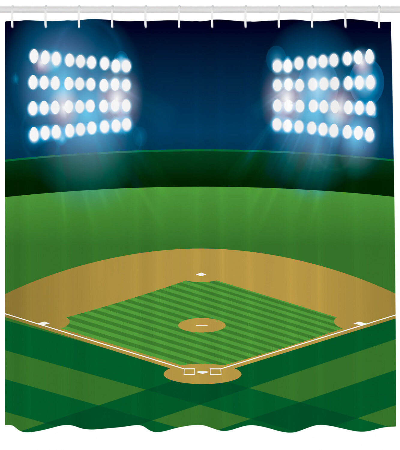 Baseball Shower Curtain With Sports Design Print For Bathroom Decor - Image 2