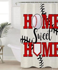 Baseball Sport Waterproof Fabric Shower Curtain - Rustic Bathroom Decor