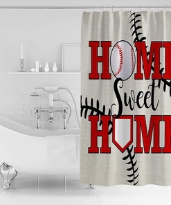 Baseball Sport Waterproof Fabric Shower Curtain - Rustic Bathroom Decor