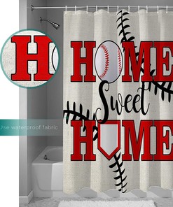 Baseball Sport Waterproof Fabric Shower Curtain - Rustic Bathroom Decor