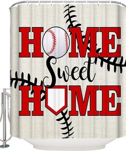 Baseball Sport Waterproof Fabric Shower Curtain - Rustic Bathroom Decor