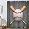 Baseball Sports Leather Ball Print Shower Curtain, Gray Fabric Bathroom Decor by VeiVian