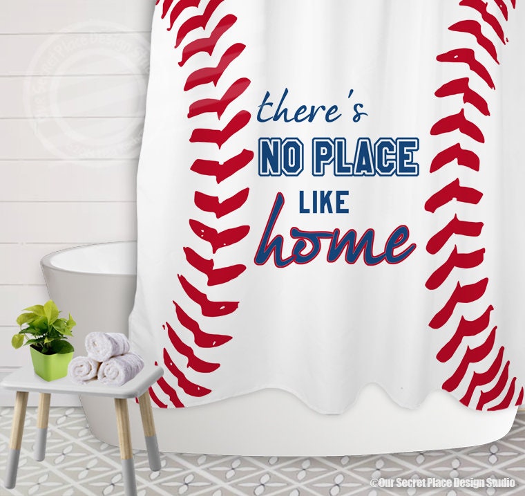 Baseball Sports Theme Shower Curtain for Boy's Bathroom Decor- Waterproof and Durable