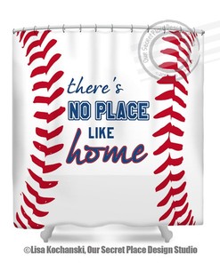 Baseball Sports Theme Shower Curtain for Boy's Bathroom Decor- Waterproof and Durable