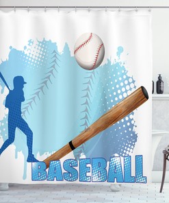 Baseball Stadium Night Print Shower Curtain for Sports Fans 