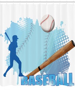Baseball Stadium Night Print Shower Curtain for Sports Fans