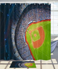 Baseball Stadium Overlooking Shower Curtain Fabric for Home Decor