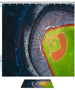 Baseball Stadium Overlooking Shower Curtain Fabric for Home Decor