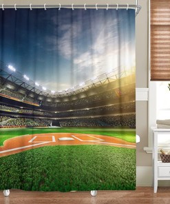 Baseball Stadium Shower Curtain For A Sporty Bathroom Decor, Athletic Bathroom Accessories