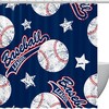 Baseball Stars Print Shower Curtain- Unique Sports Theme Bathroom Decor