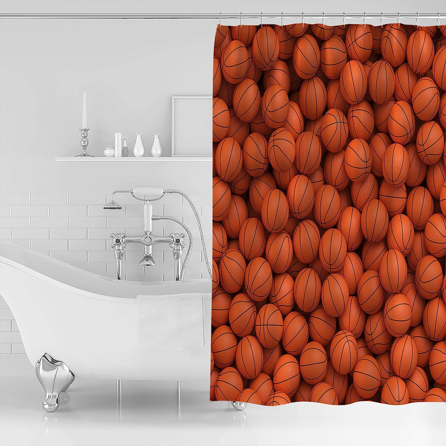Baseball Stripes Shower Curtain For A Sporty Bathroom Decor - Image 2