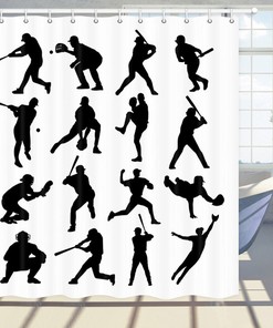 Baseball Training Posture Print Shower Curtain- Bathroom Decor Fabric