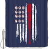 Baseballs American Flag Print Shower Curtain, Durable Waterproof Bathroom Decor