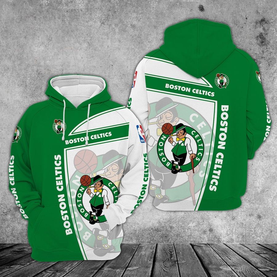 Basketball All Over Print Boston Celtics Hoodie 3D Zip Hoodie For Fans