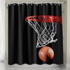 Basketball And Hoop Shower Curtain In Black, Ideal For Any Sports-Themed Bathroom