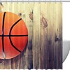 Basketball Ball Wooden Vintage Shower Curtain with Waterproof Fabric