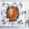 Basketball Concrete Wall Illustration Shower Curtain For Sports Bathroom Decor