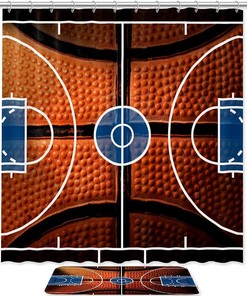Basketball Court Design Shower Curtain for Sport Lovers 