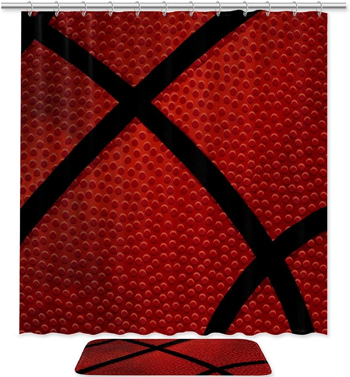 Basketball Dark Texture Vector Print Shower Curtain- Sports Themed Bathroom Decor