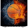 Basketball Flame Design Shower Curtain - Sports Themed Bathroom Decor