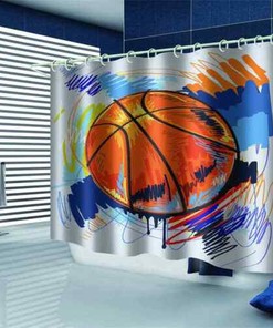 Basketball Game - Sports Shower Curtain For Boys And Girls