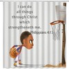 Basketball Inspirational Motto Decor Shower Curtain With Boy Holding Hoop And Bible Backdrop