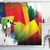 Basketball Modern Art Print Colorful Shower Curtain For Sports-Themed Bathroom