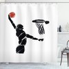 Basketball Player Artwork Print Youth Shower Curtain for a Sporty and Energetic Bathroom