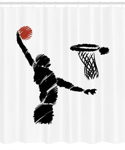 Basketball Player Artwork Print Youth Shower Curtain for a Sporty and Energetic Bathroom