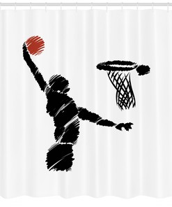 Basketball Player Artwork Print Youth Shower Curtain for a Sporty and Energetic Bathroom