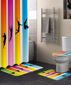 Basketball Player Dunk Bathroom Restroom Shower Curtains
