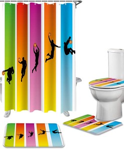Basketball Player Dunk Bathroom Restroom Shower Curtains