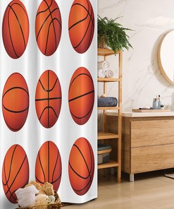Basketball Positions Stall Shower Curtain For Athletic Theme Bathroom Decor