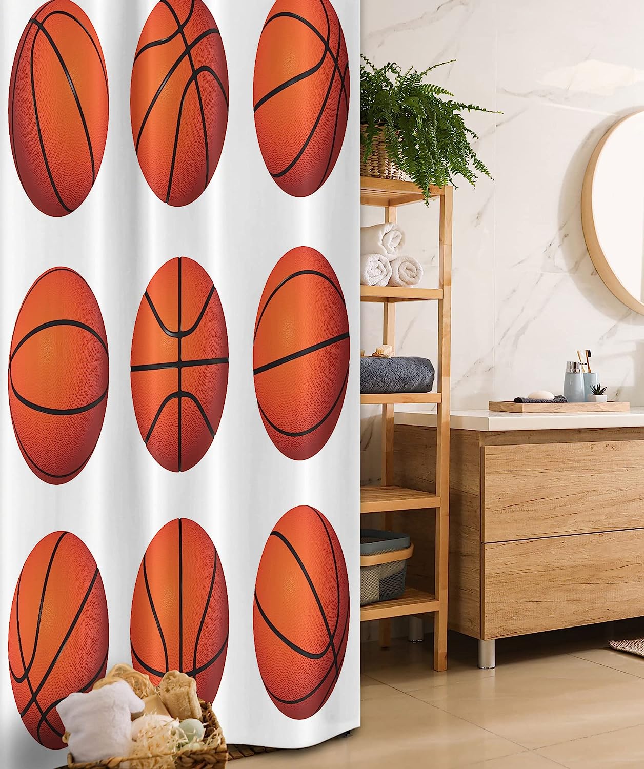 Basketball Positions Stall Shower Curtain For Athletic Theme Bathroom Decor