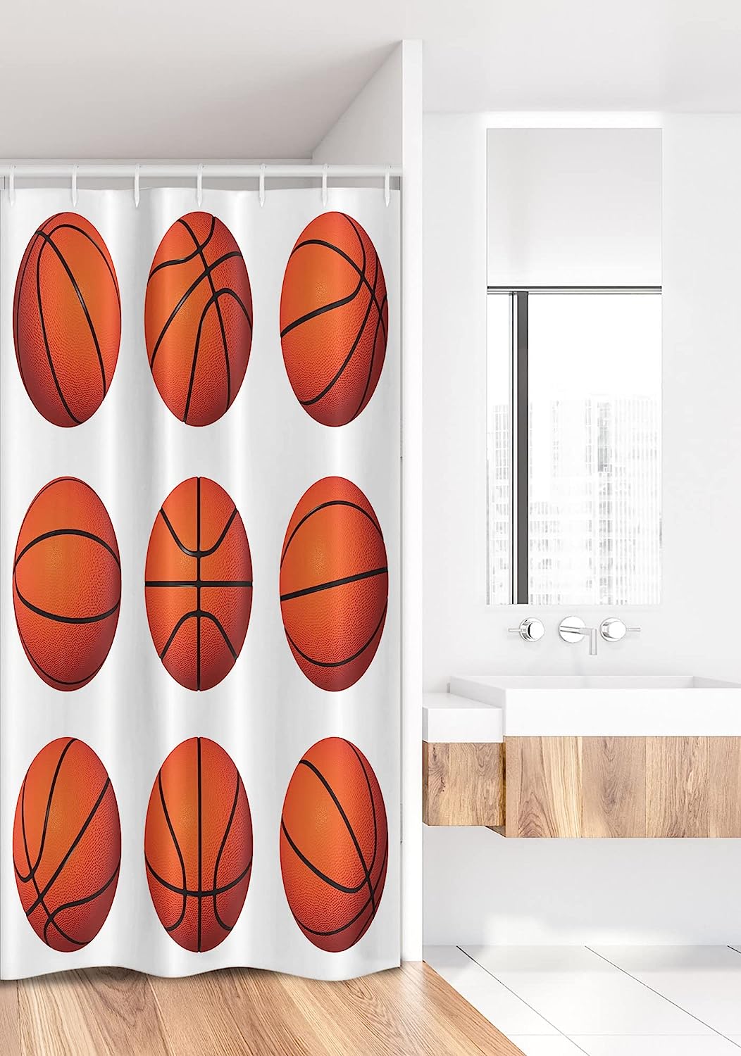 Basketball Positions Stall Shower Curtain For Athletic Theme Bathroom Decor - Image 2