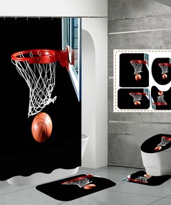 Basketball Shot - Durable Waterproof Shower Curtain For Sports Bathroom