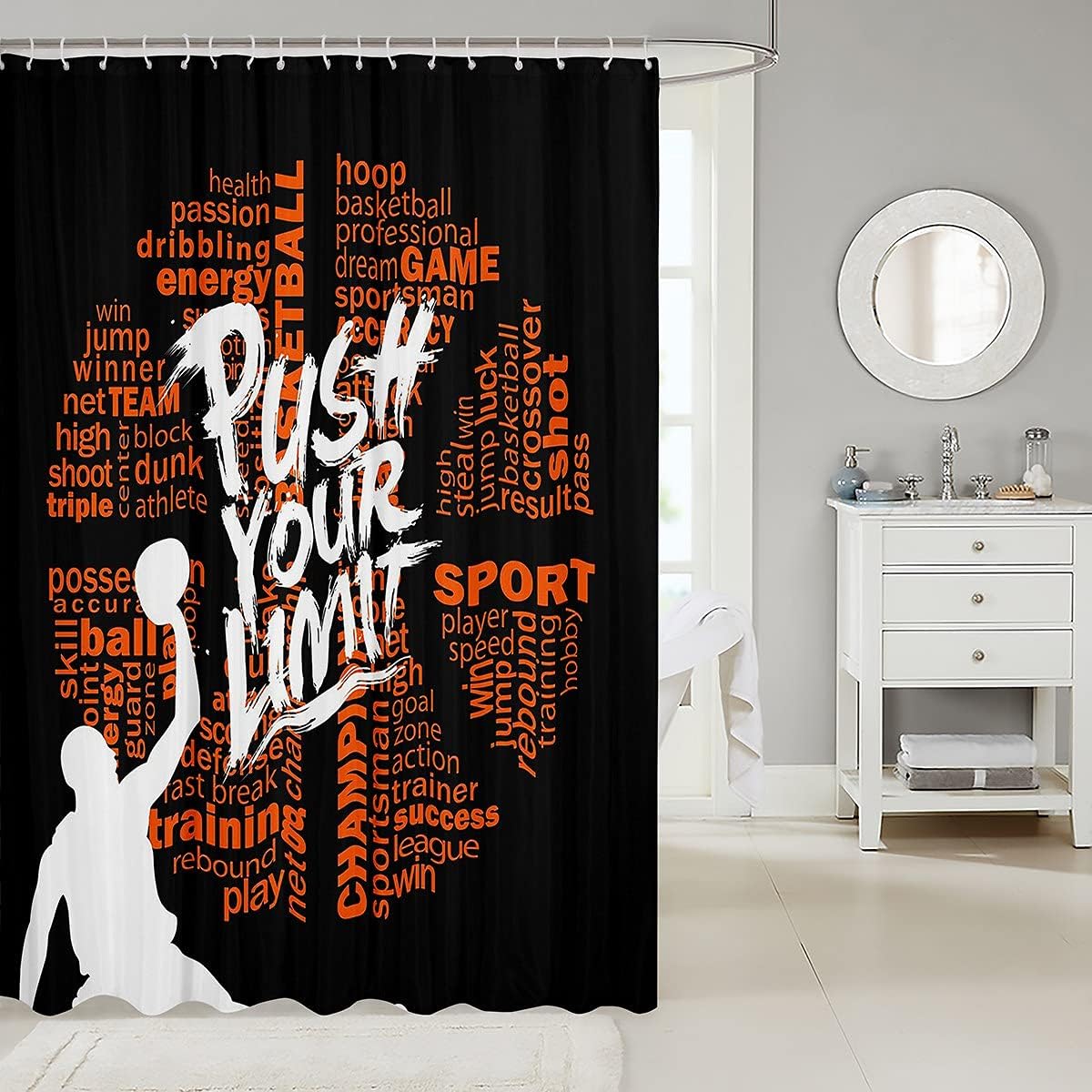 Basketball Shower Curtain For Teens With Balls Player For Bathroom Decor - Image 2