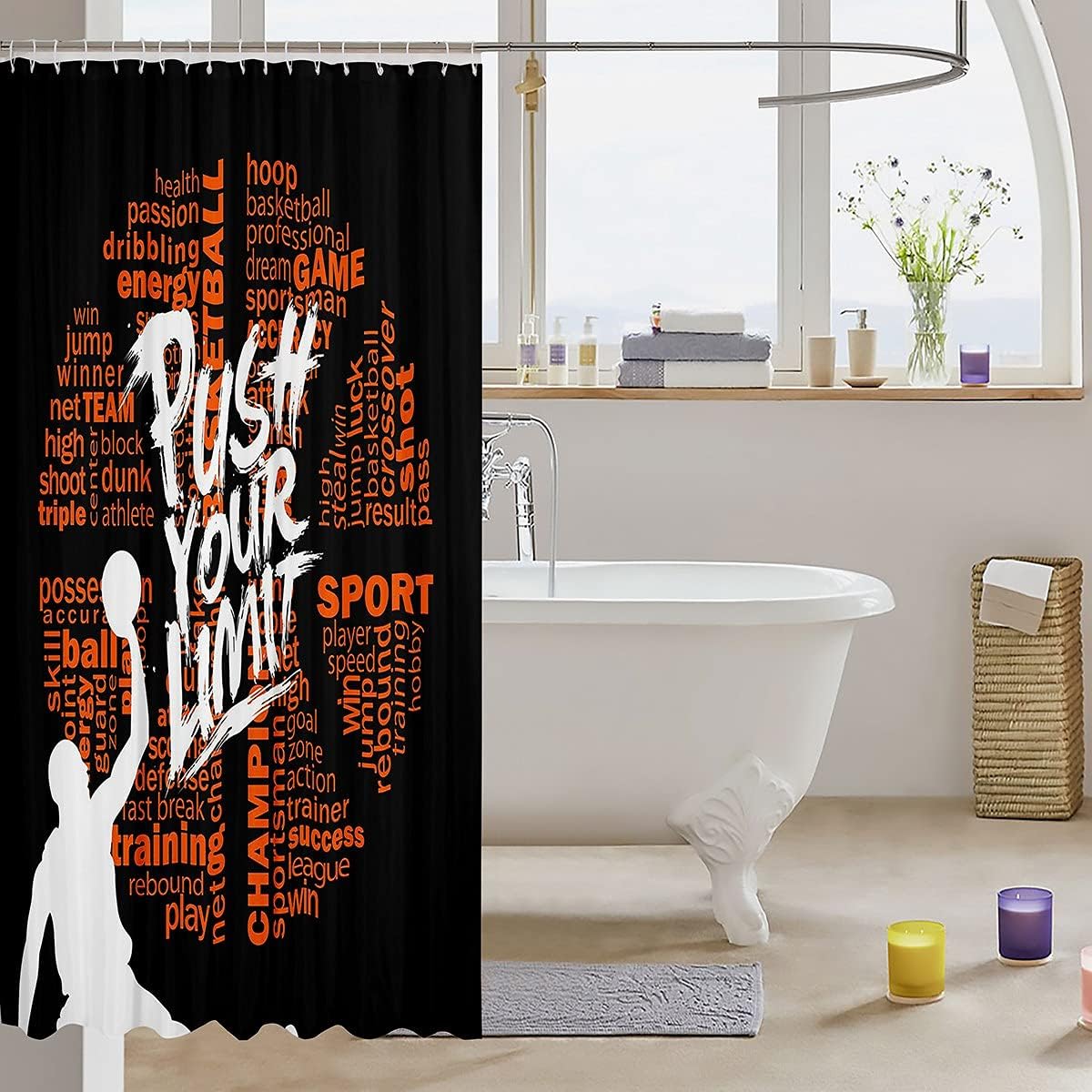 Basketball Shower Curtain For Teens With Balls Player For Bathroom Decor - Image 3