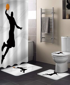 Basketball Silhouette Player At Home Shower Curtain