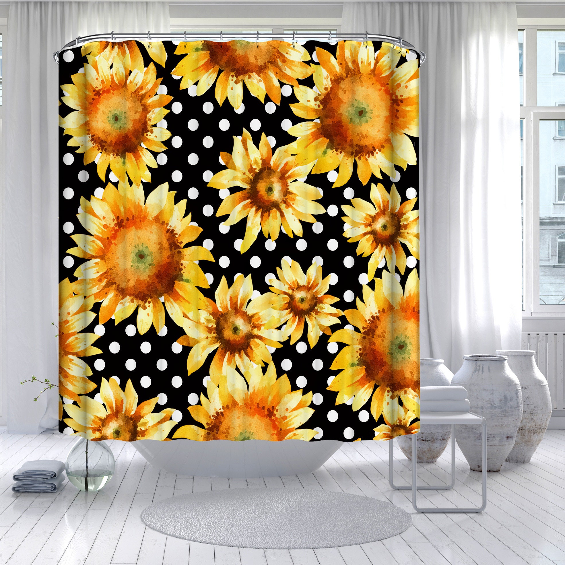 Basketball Sketch Shower Curtain - Black And White Bathroom Curtain With Sporty Design - Image 3